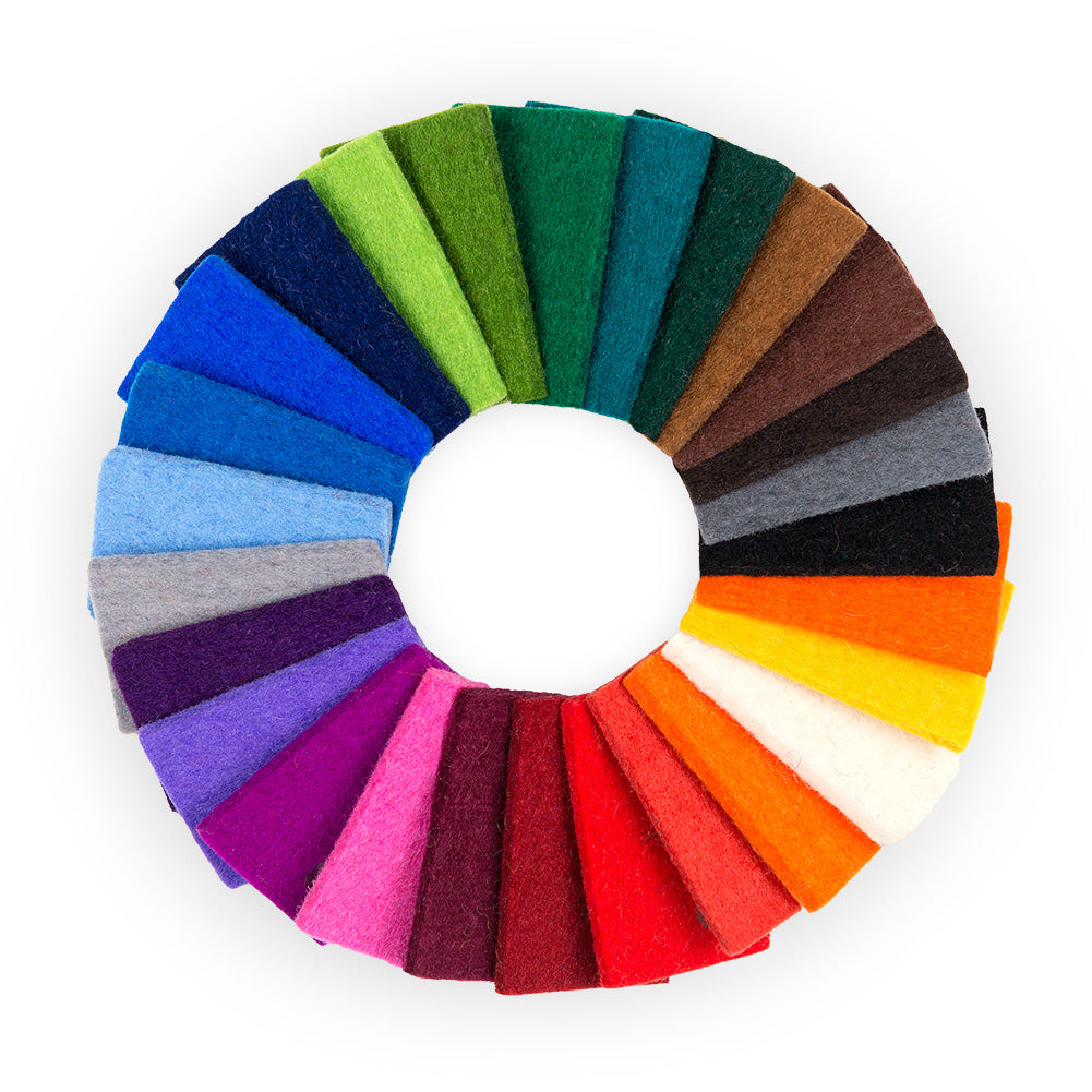 100% Wool Designer Felt Sample Bag - 3mm Thick, Solid Tones, 23 Colors