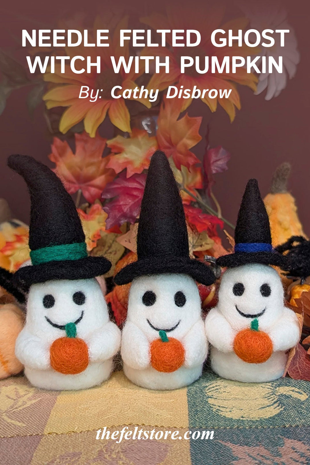 DIY Needle Felted Ghost Witch with Pumpkin