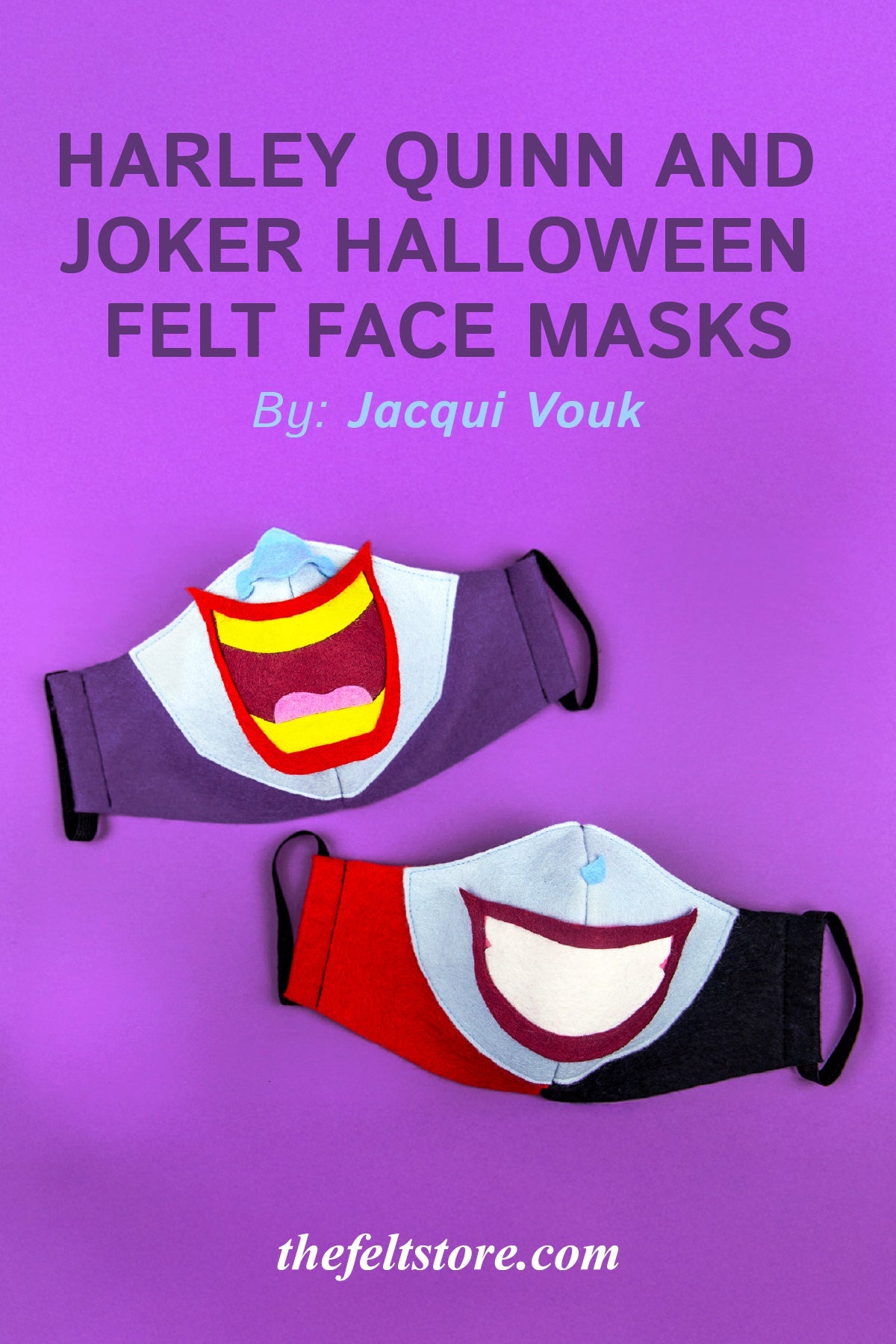 Harley Quinn and Joker Halloween Felt Face Masks {Template}