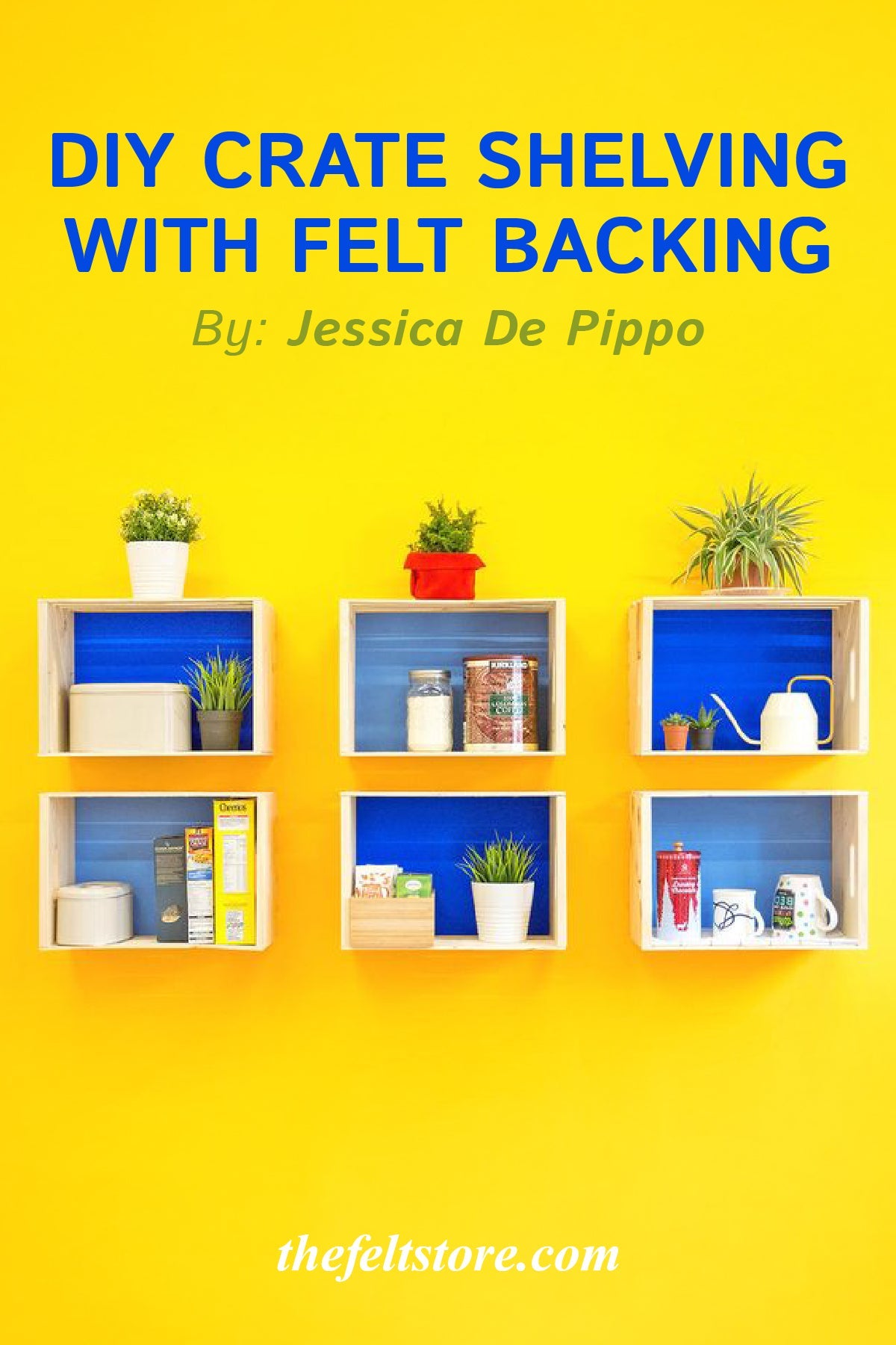 DIY Crate Shelving with Felt Backing