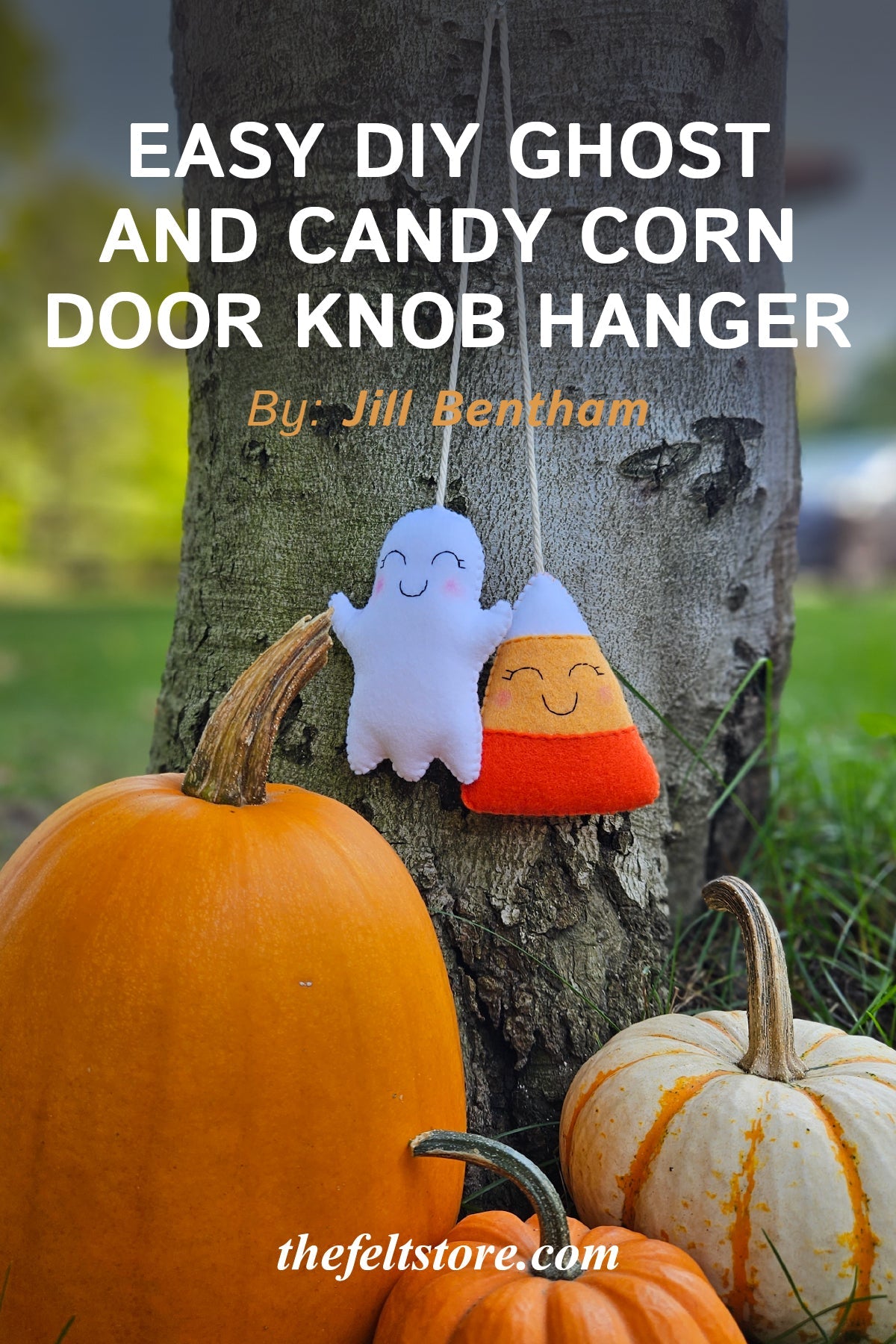 Easy DIY Ghost and Candy Corn Door Knob Hanger