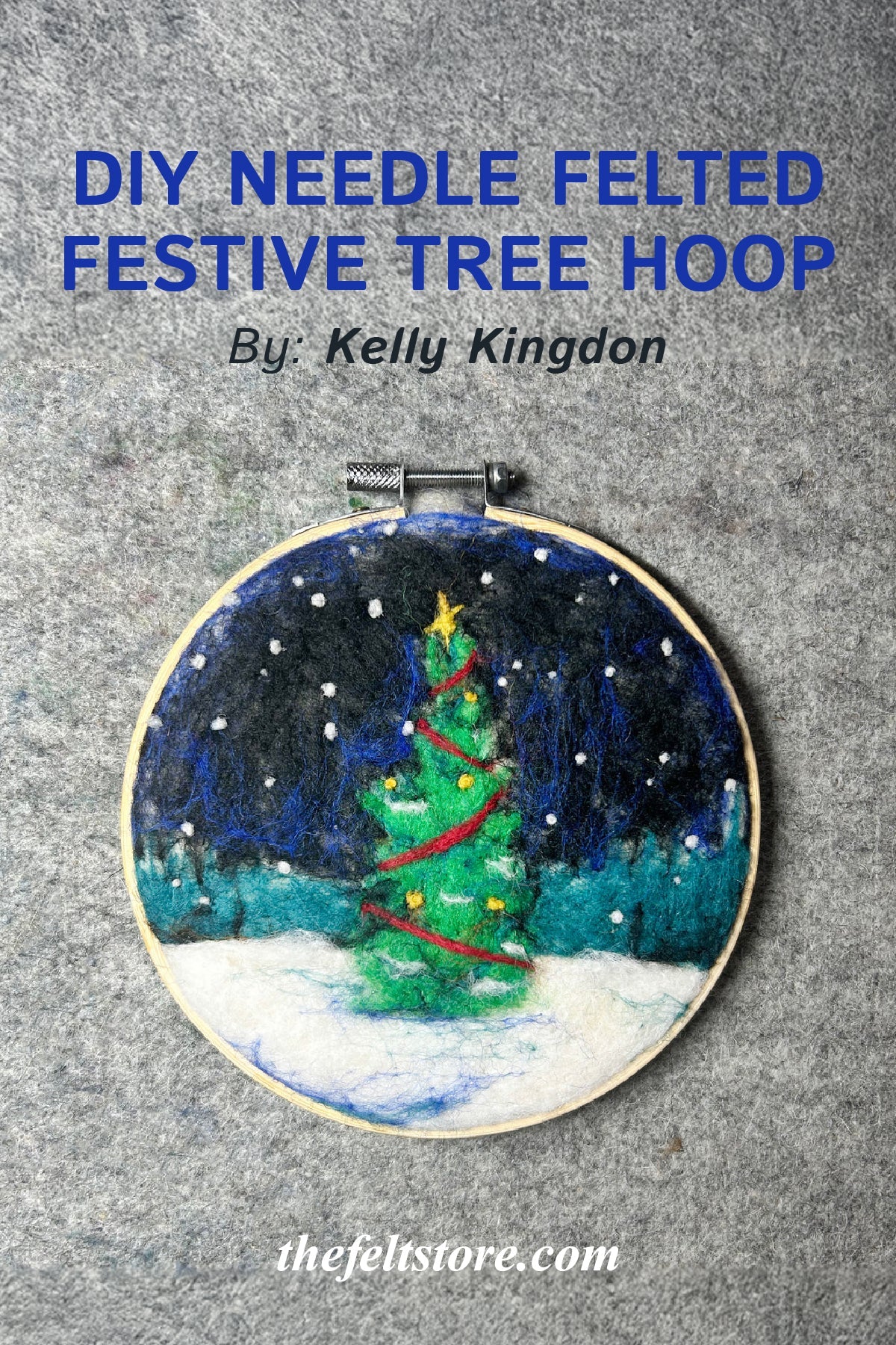 DIY Needle Felted Festive Tree Hoop