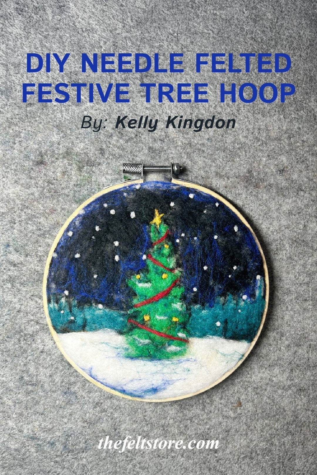DIY Needle Felted Festive Tree Hoop