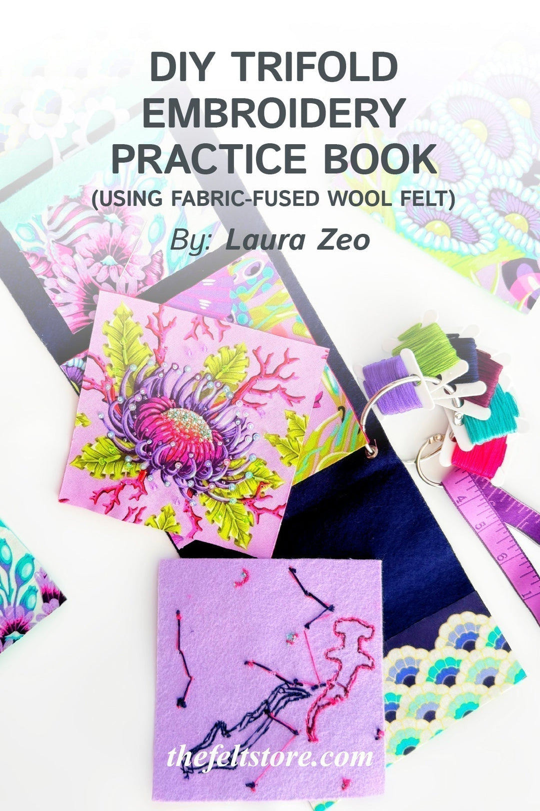 DIY Trifold Embroidery Practice Book (using Fabric-Fused Wool Felt)