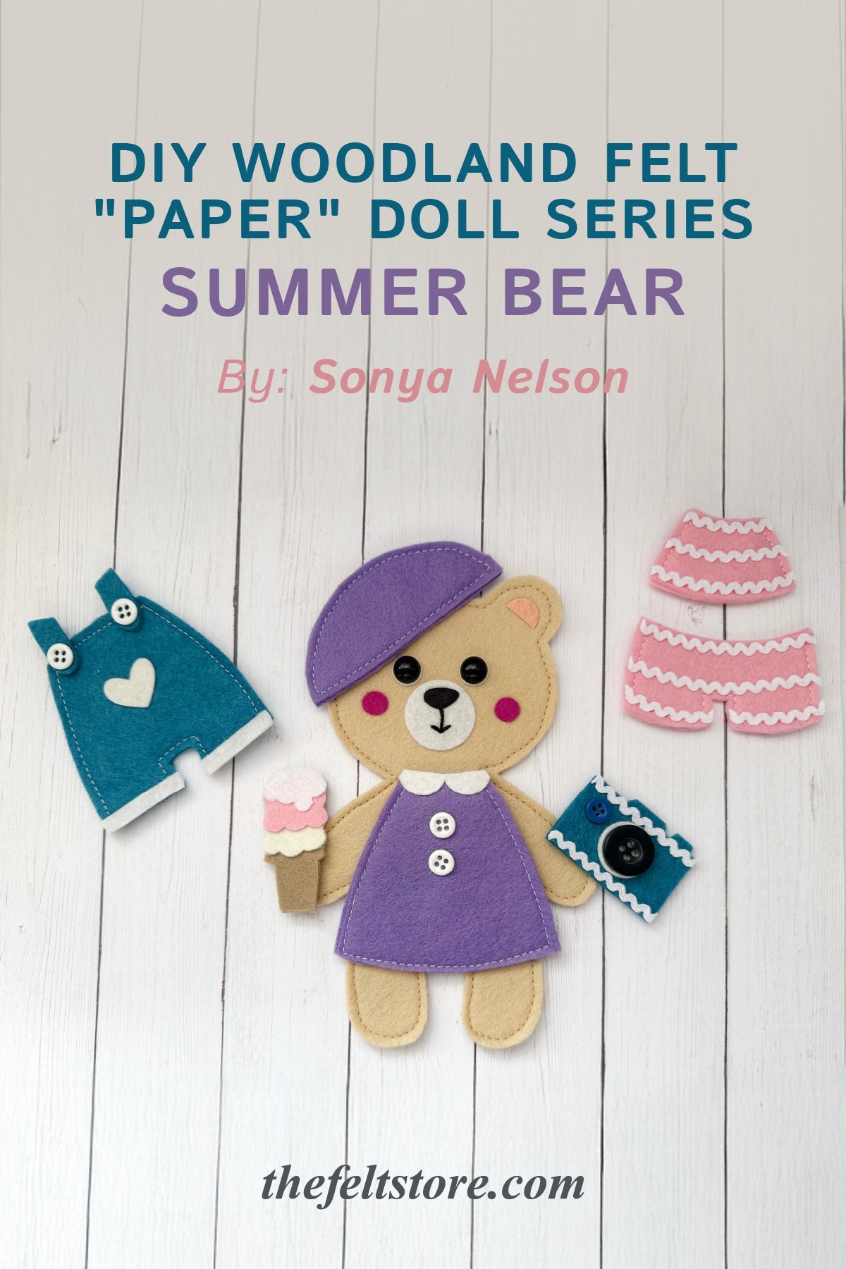 DIY Woodland Felt "Paper" Doll Series - Summer Bear