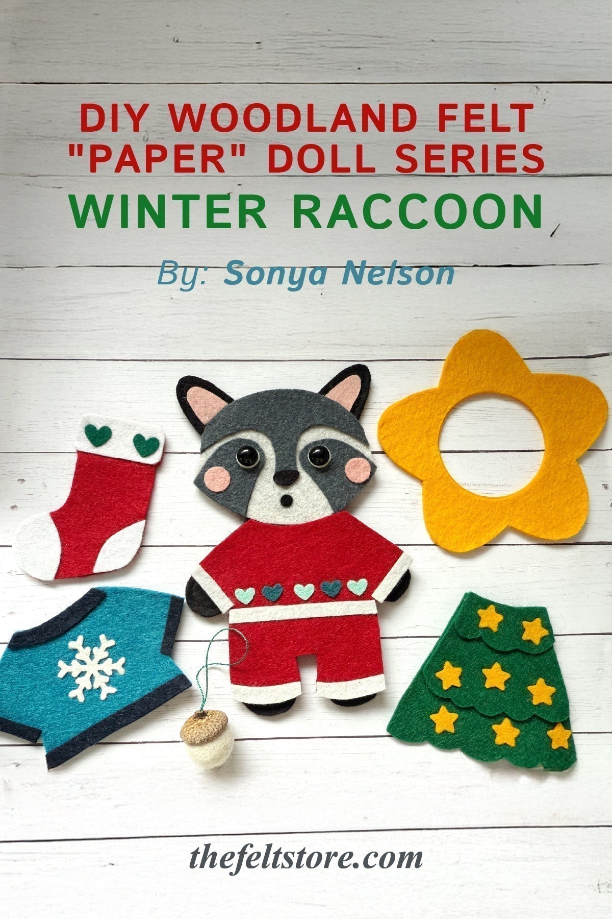DIY Woodland Felt "Paper" Doll Series - Winter Raccoon