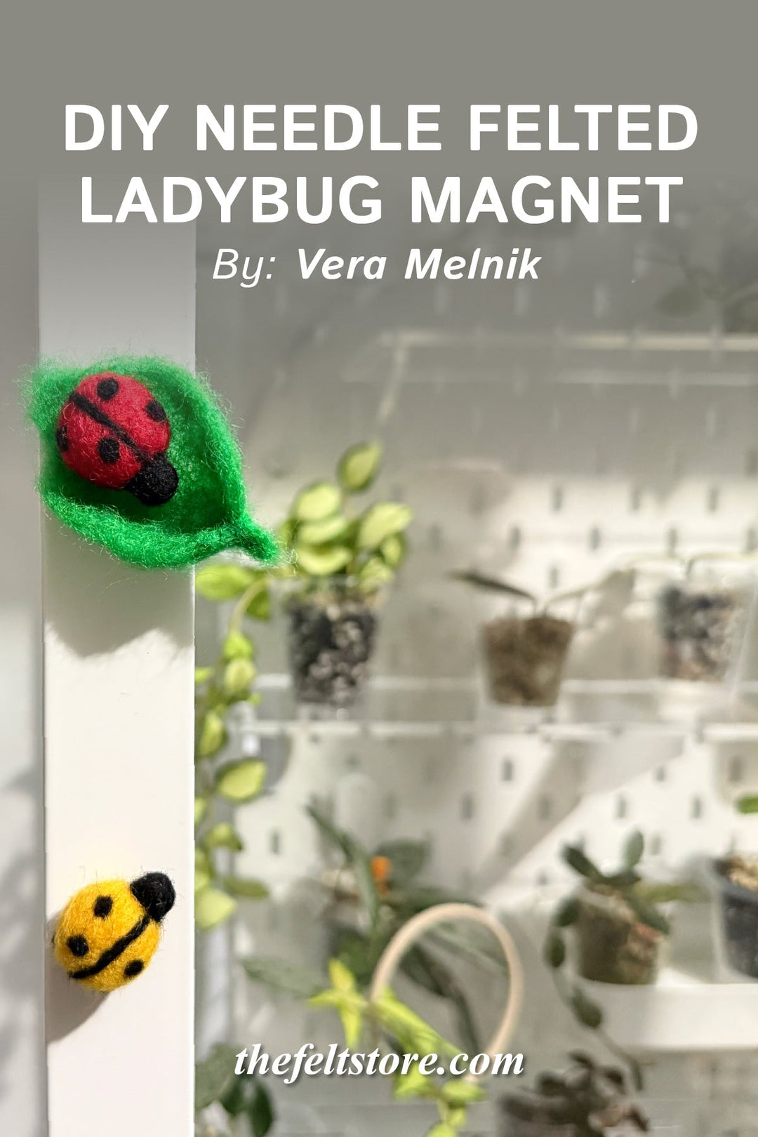 DIY Needle Felted Ladybug Magnet