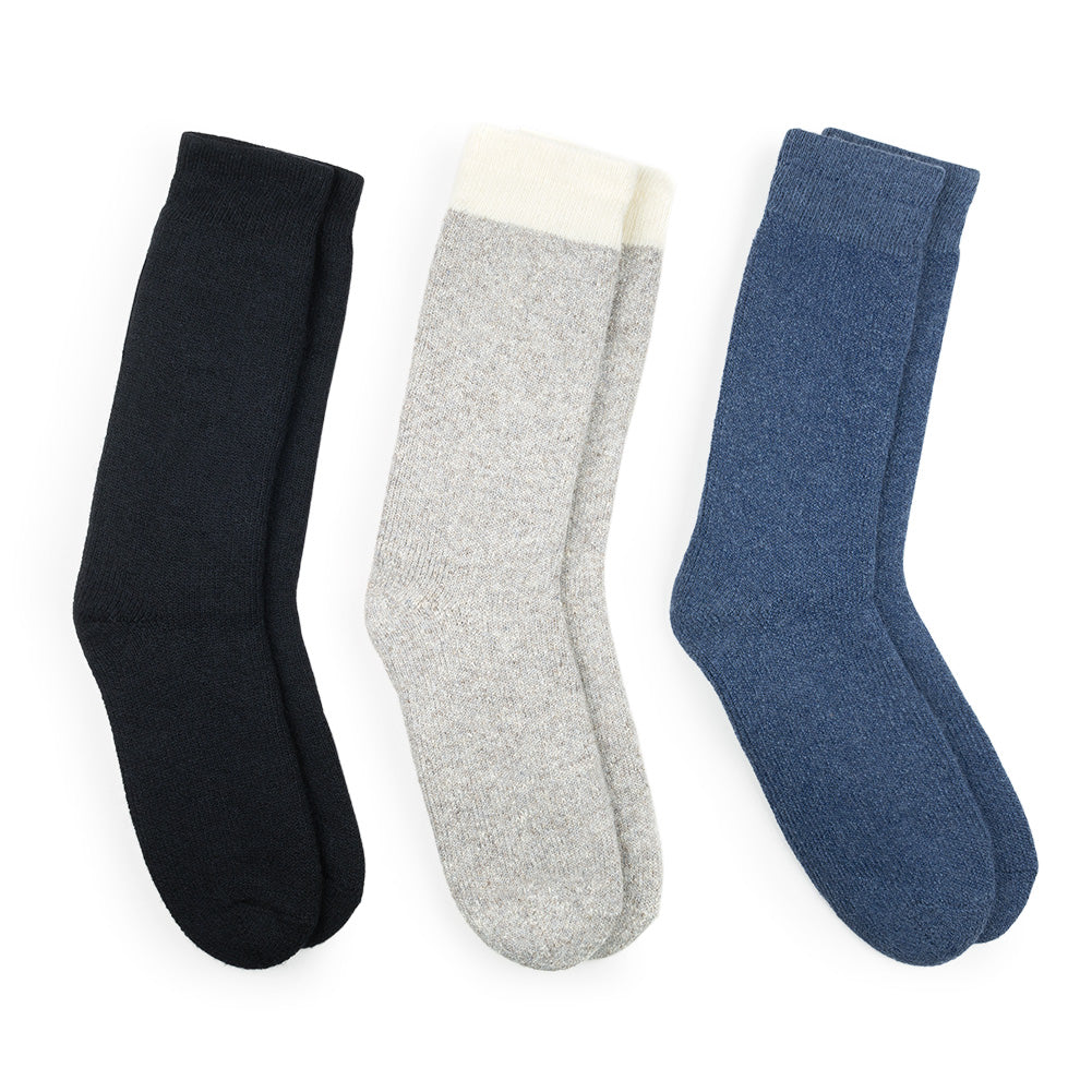 Women's Thermal Wool Socks - Black, Denim, Gray (1241C01), 3 Pack - FINAL SALE