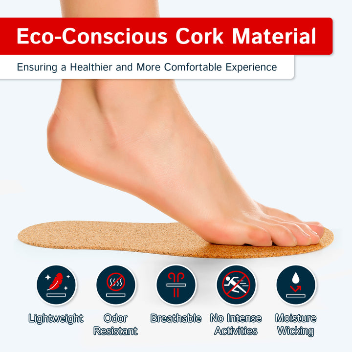 Cork Insoles - 2.5mm Thick, 2 Pair